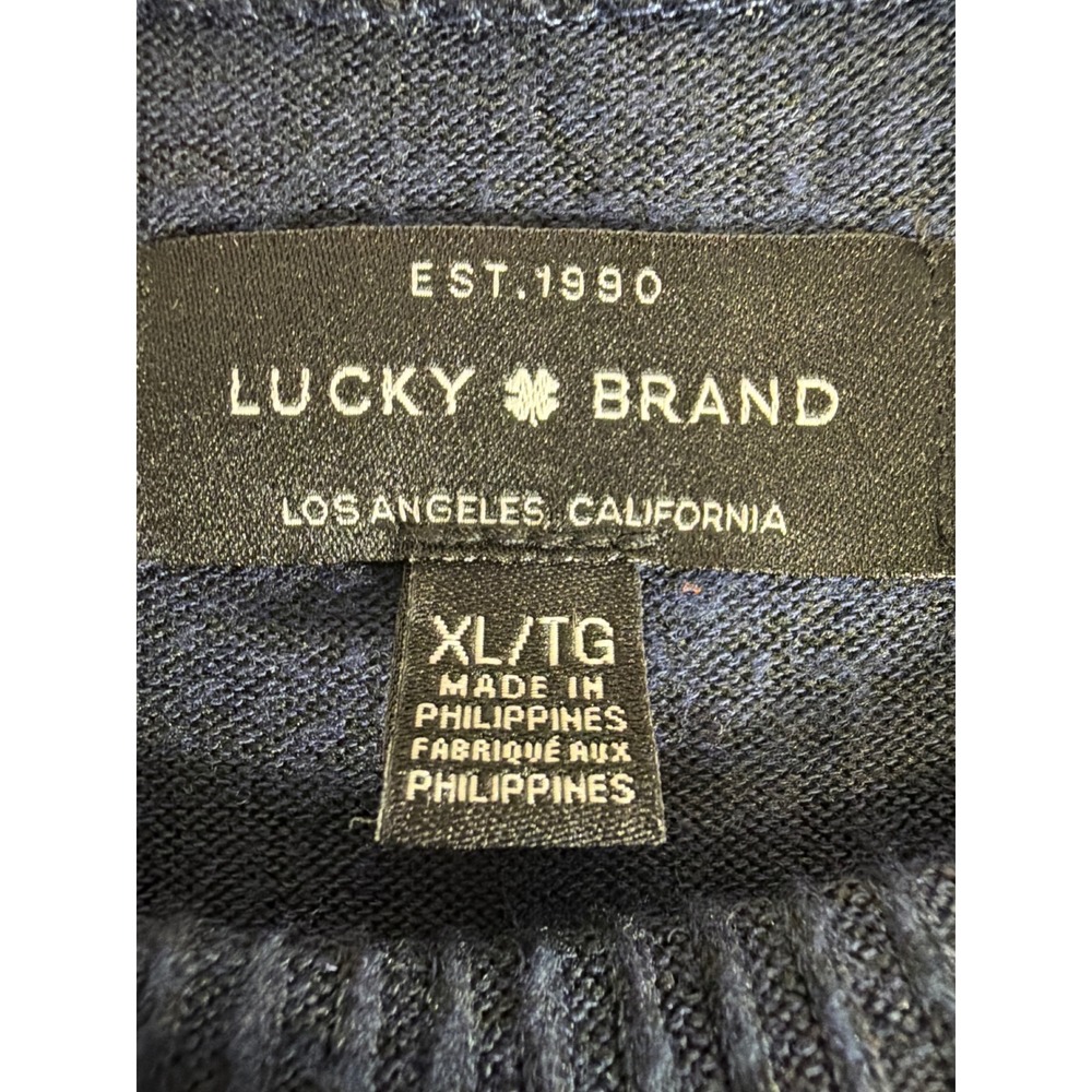 Lucky Brand Womens XL Navy Blue Long Sleeve Oversized Crew Neck Pullover Top - Picture 3 of 9